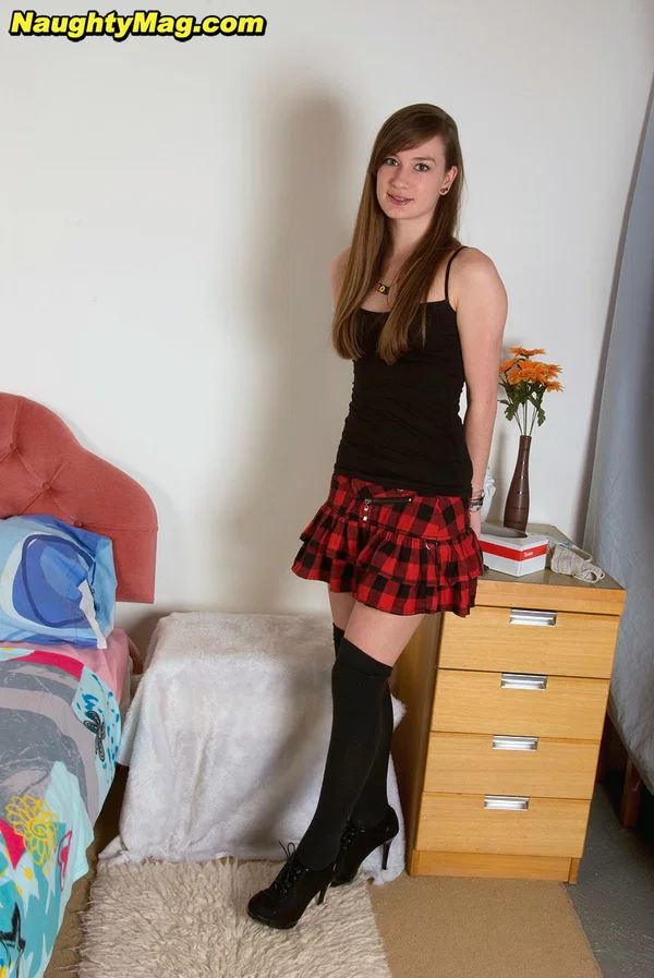 Teen amateur Emily Jane shows off tiny tits in hooker socks and plaid skirt  - Schoolgirl, Teen, Amateur, Clothed, Babe, Socks, Ass, Panties, Skirt, High Heels  - Photo 1