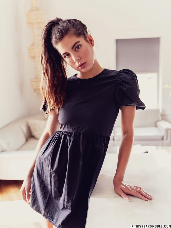 Brunette amateur Shian Wilde removes a black dress while wearing boots  - Skirt, Glamour, Non Nude, Model, Amateur, Babe, Beautiful, Solo, Brunette  - Photo 1