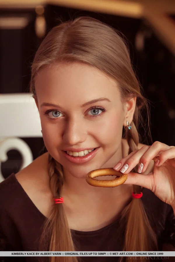Beautiful teen Kimberly Kace draws attention to her perfect pussy once naked  - Pigtails, Spreading, Face, Ass, European, Tiny Tits, Clothed, Close Up, Panties, Pussy  - Photo 1