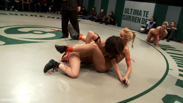 Lesbian wrestlers grind their tits together on a wrestling mat  - Sports, Blonde, Lesbian, Bondage, BDSM, Big Tits, Fake Tits, Ass, PAWG, Brunette  - Photo 3