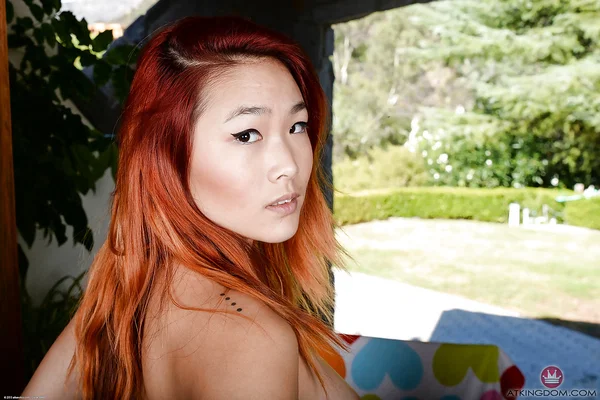 Sexy Asian redhead babe Lea Hart dropping panties to expose shaved vagina  - Amateur, Babe, Asian, Outdoor, Shaved, Pussy, Close Up, Nipples, Big Tits, Spreading  - Photo 16