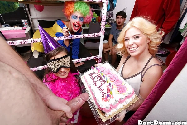 Coed Gia Paige and blindfolded gf suck cock and lick twat at birthday party  - College, Party, Pussy Licking, Blindfold, Blowjob, Groupsex, Handjob, Pussy, Spreading  - Photo 1