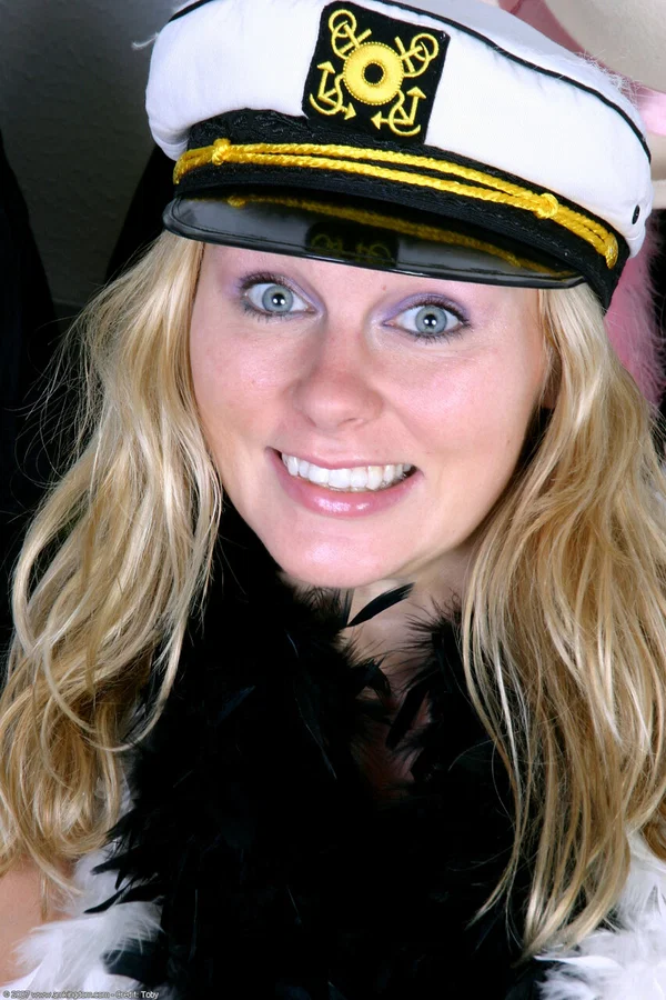 Busty blonde Ava Michelle wears a captain's hat while getting naked  - Face, Uniform, Natural Tits, Big Tits, White, Shaved, Amateur, Ass, Nipples, Close Up  - Photo 1