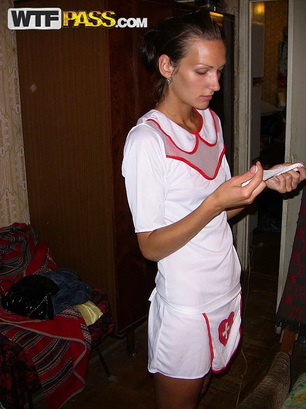 Amateur chick Dasi West poses non nude in a naughty nurse outfit on a bed  - Homemade, Skinny, Non Nude, Amateur, Shorts, Babe, Brunette, Beautiful, Solo  - Photo 3