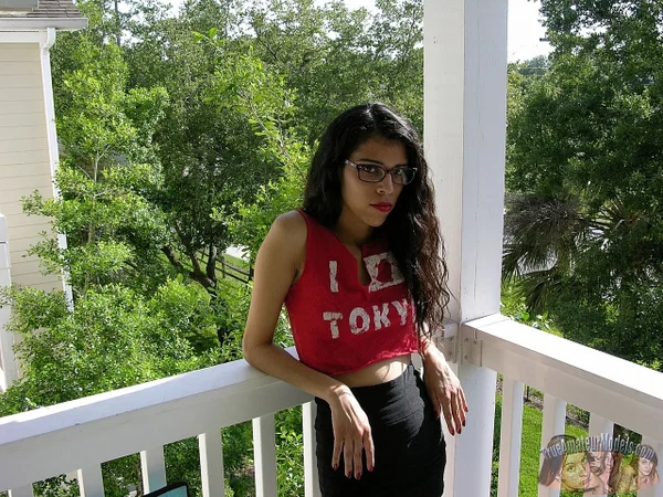 Dark haired girl with red lips Lucinda makes her nude debut in her glasses  - Feet, Glasses, Anal, Beautiful, Pussy, Close Up, Face, Spreading, Ass, Shaved  - Photo 1