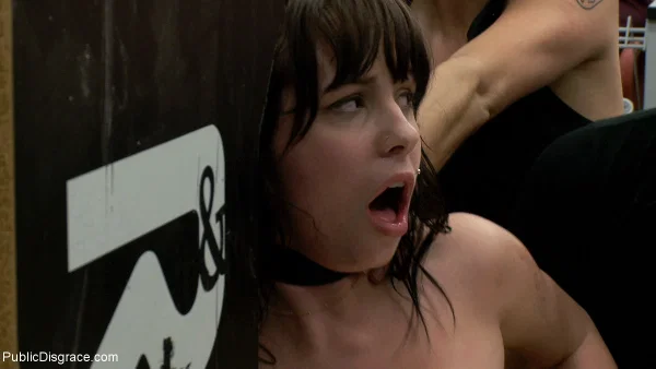 Caucasian girl is gangbanged in a phone shop before being left in a chokehold  - Public, Groupsex, Facial, BDSM, Cumshot, Bondage, Pussy, Dildo, Ass, Ass Fucking  - Photo 6