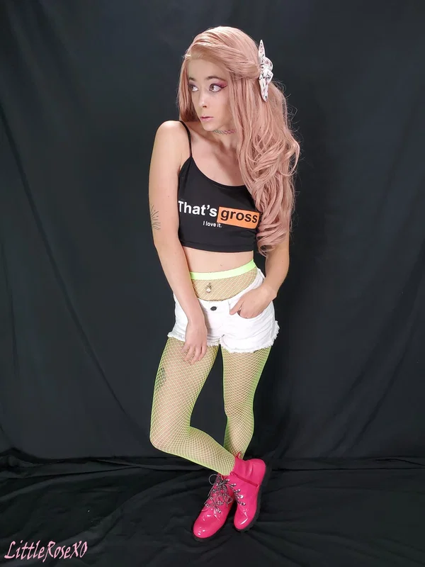 Little slut Rose poses in her PornHub top, jean shorts and fishnet tights  - Pantyhose, Teen, Shorts, Beautiful, Amateur, Tattoo, Petite, Sexy, High Heels, Cute  - Photo 1