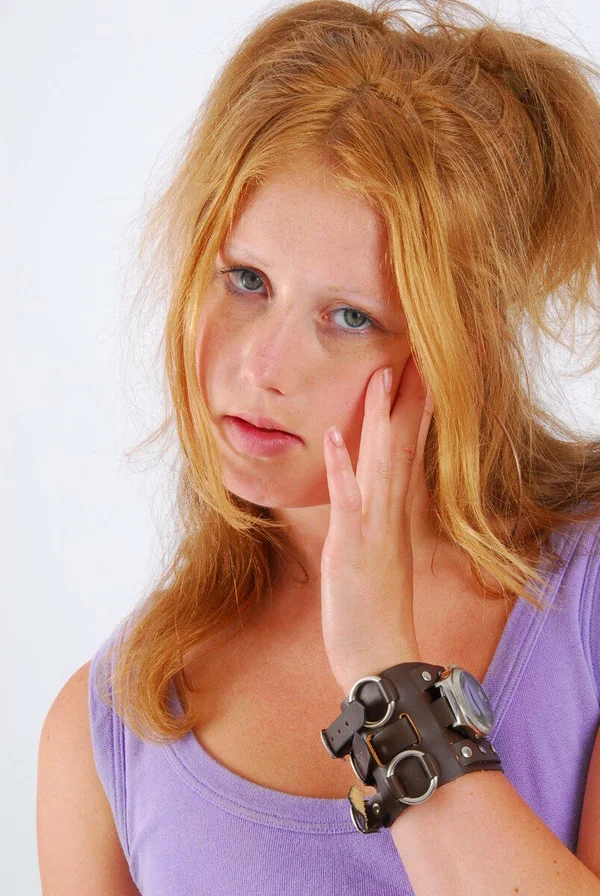 Natural redhead models a large cuff watch in a tank top and faded jeans  - Jeans, Amateur, Redhead, Clothed, Beautiful, Solo, Ass, PAWG, Babe, Non Nude  - Photo 6