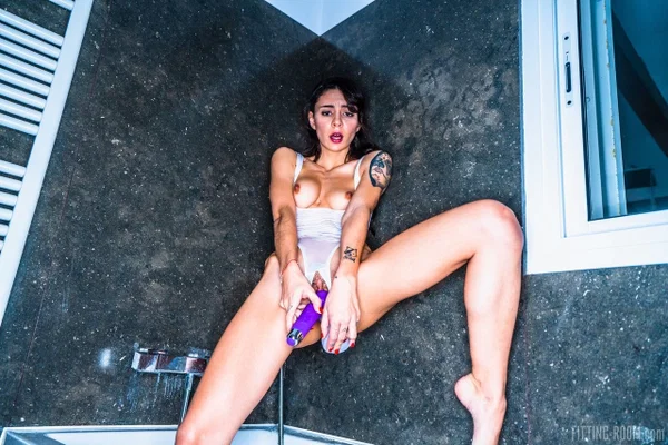 Brunette chick Sasha Meow masturbates with a dildo while taking a shower  - Shower, Bikini, MILF, Wet, Latina, Masturbation, Pussy, Hairy, Close Up, Dildo  - Photo 8