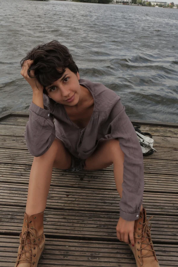Short-haired British babe Anais shows her big ass & hairy pussy at the doc  - Short Hair, Outdoor, British, Amateur, Ass, Face, Close Up, Tiny Tits, Hairy, Clothed  - Photo 20