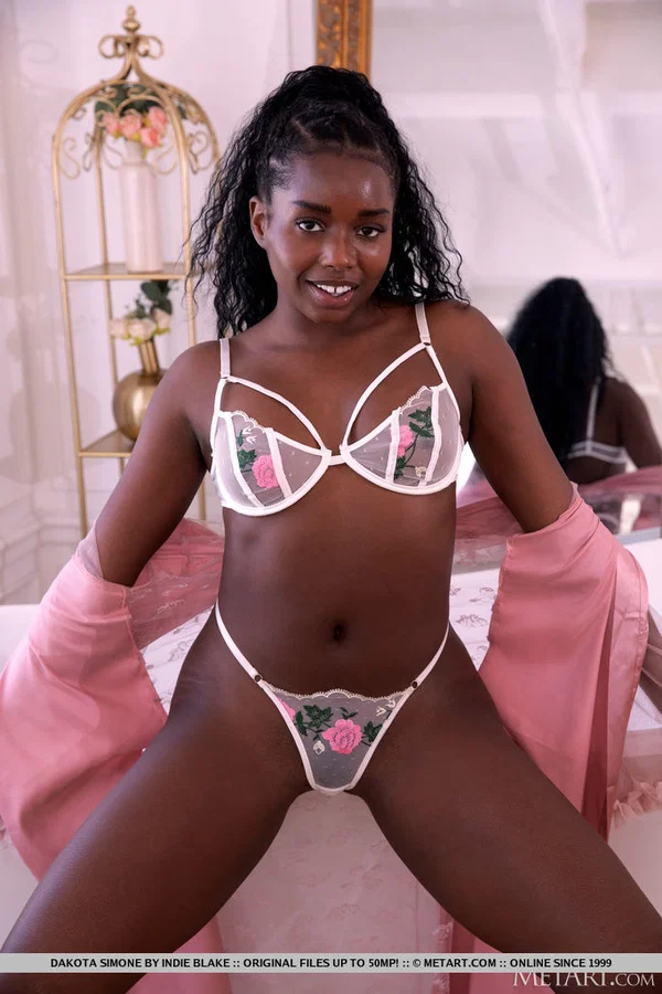 Hot black teen Dakota Simone gets totally naked in order to bathe  - Ebony, Ass, Black, African, Bath, Hairy, Babe, Tiny Tits, Lingerie, Beautiful  - Photo 2