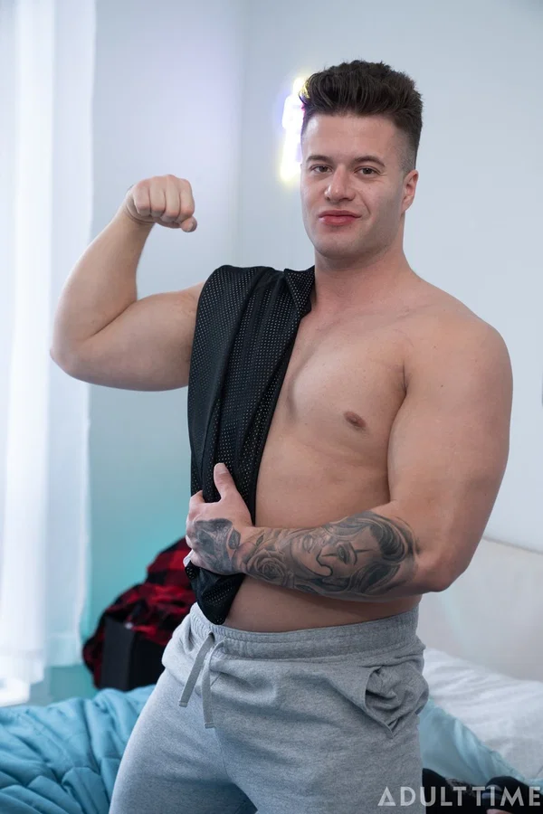 Gay hunks Clark Delgaty & Rocky Vallarta enjoy some doggystyle anal sex  - Hardcore, Interracial, Brunette, White  - Photo 1