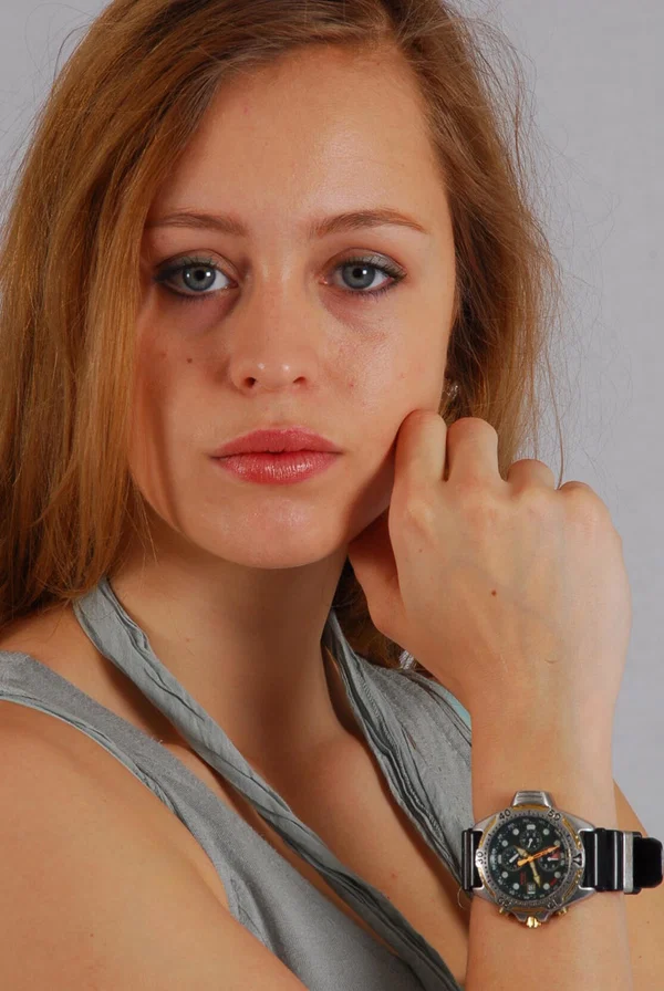 Pretty redhead Jennifer displays her Citizen diver's watch while fully clothed  - Redhead, Amateur, Clothed, Face, Beautiful, Babe, Solo, Non Nude  - Photo 8