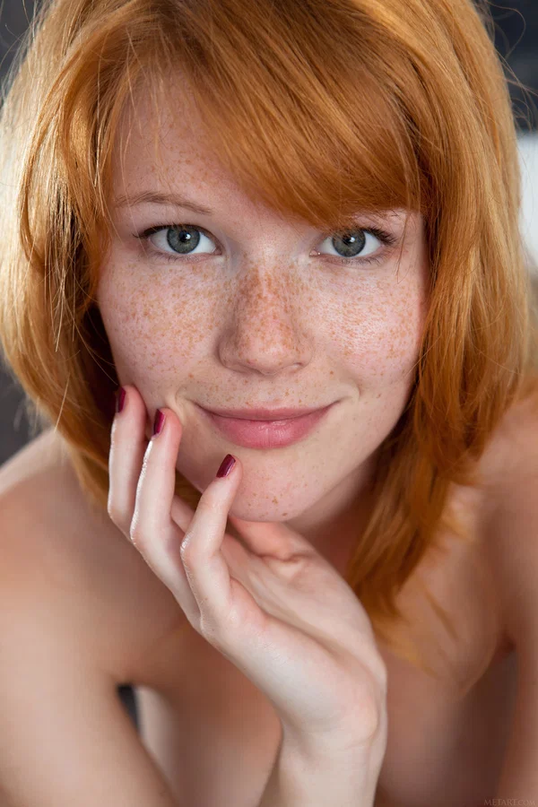 Czech teen Mia Sollis displays her cute freckled face & bald pussy up close  - Girlfriend, Redhead, Teen, Czech, Face, Pussy, Beautiful, Solo, Sexy, Perfect  - Photo 18