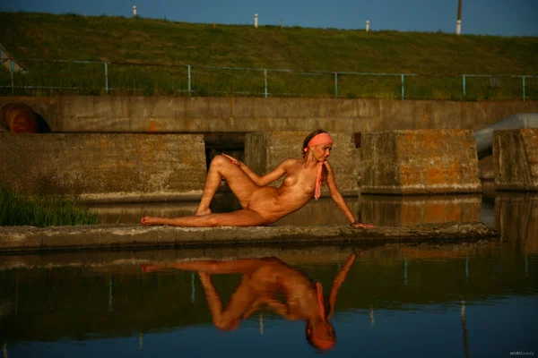 Naked teen models near a canal with her hair in braided pigtails  - Teen, Outdoor, Beautiful, Tiny Tits, Babe, Amateur, Solo, Ass, Spreading, Pussy  - Photo 17