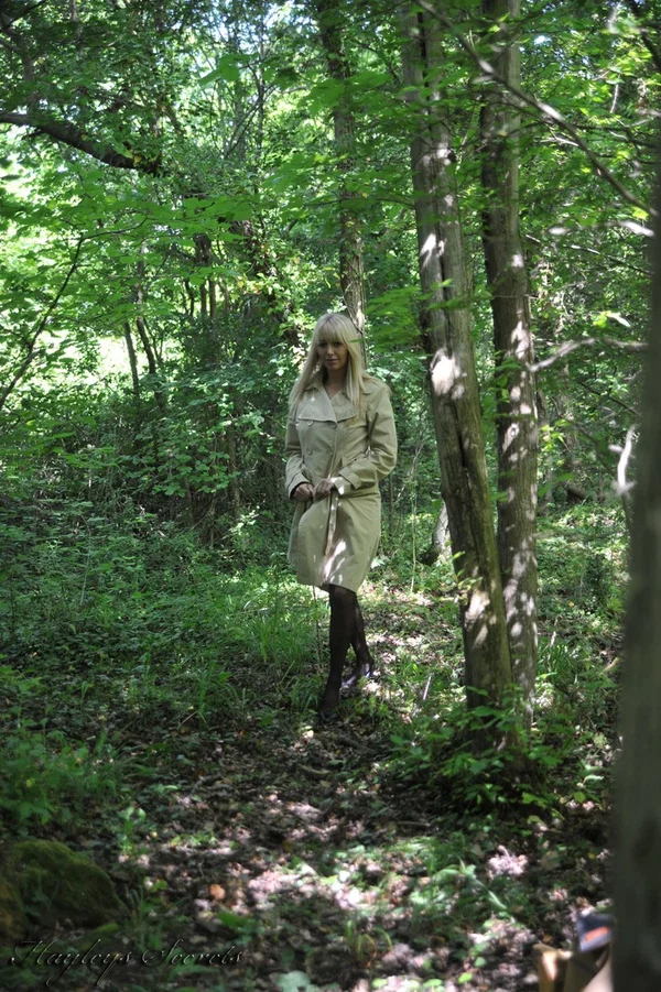 Hot blonde Hayley Marie Coppin looses her nice tits while in the woods  - Outdoor, Beautiful, MILF, Lingerie, Stockings, Clothed, Natural Tits, Solo, Nipples, Skinny  - Photo 4