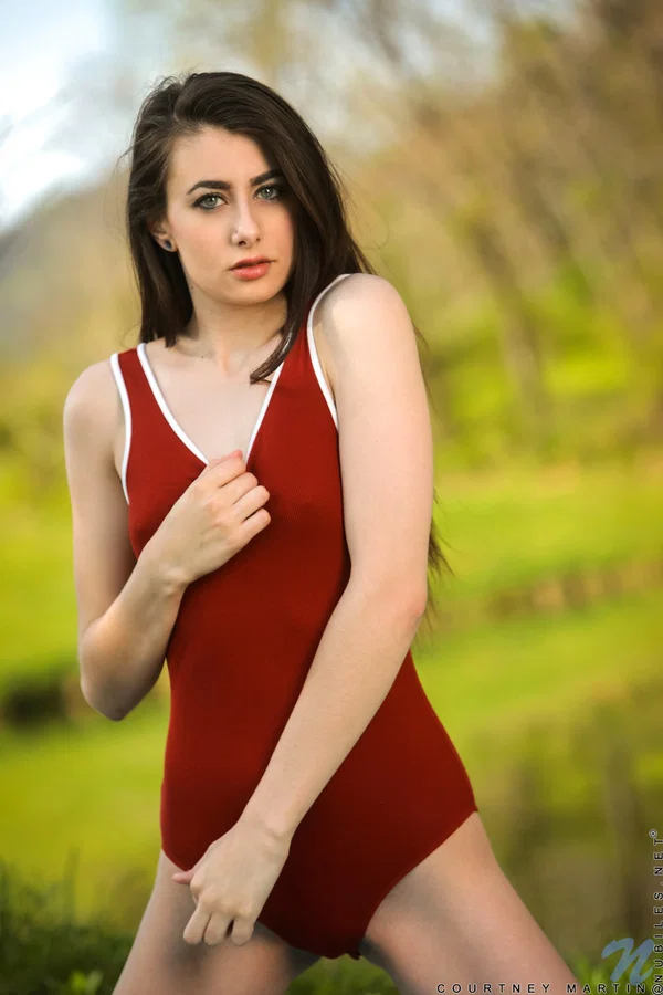 Young brunette Courtney Martin removes a swimsuit while doing yoga in a yard  - Bikini, Nipples, Outdoor, Natural Tits, Spreading, Pussy, Close Up, Fingering, Ass, Tiny Tits  - Photo 4