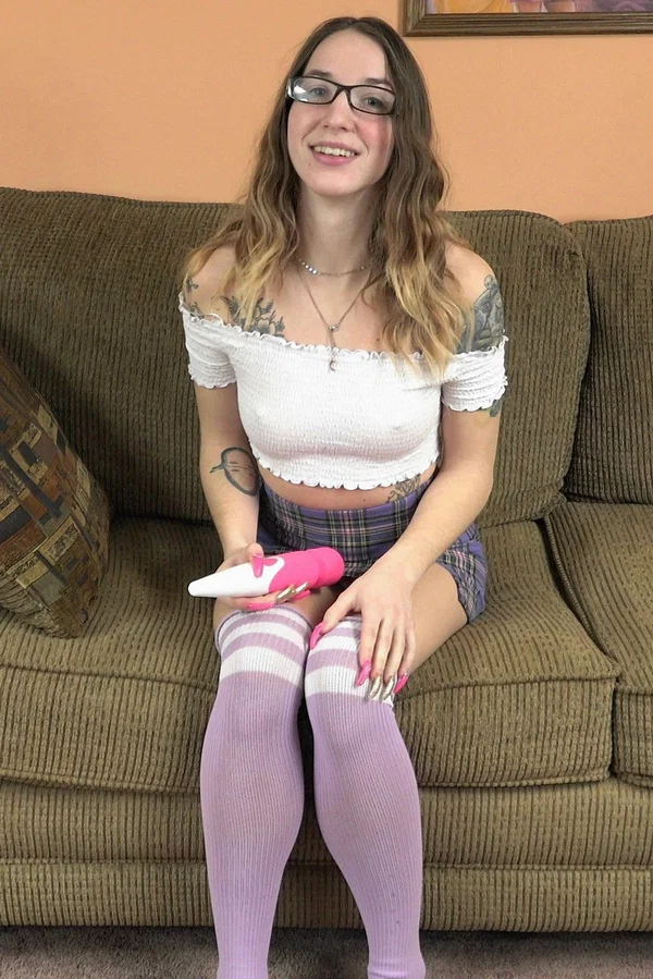 Tattooed schoolgirl Angel Starre toys herself before having intense POV sex  - Glasses, Schoolgirl, College, POV, Missionary, Pussy, Cumshot, Hardcore, Ass Fucking, Blowjob  - Photo 1