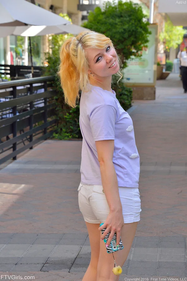 Petite blonde sweetie Astrid doffs her clothes to pose nude in the back yard  - Petite, Amateur, Sexy, Undressing, Outdoor, Pretty, Pool, Beautiful, Shorts, Ass  - Photo 2