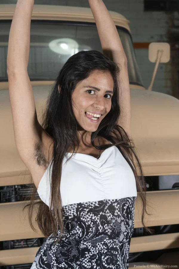 Exotic American teen Pamela stripping and flaunting her hairy pussy & armpits  - Hairy, Amateur, White  - Photo 3