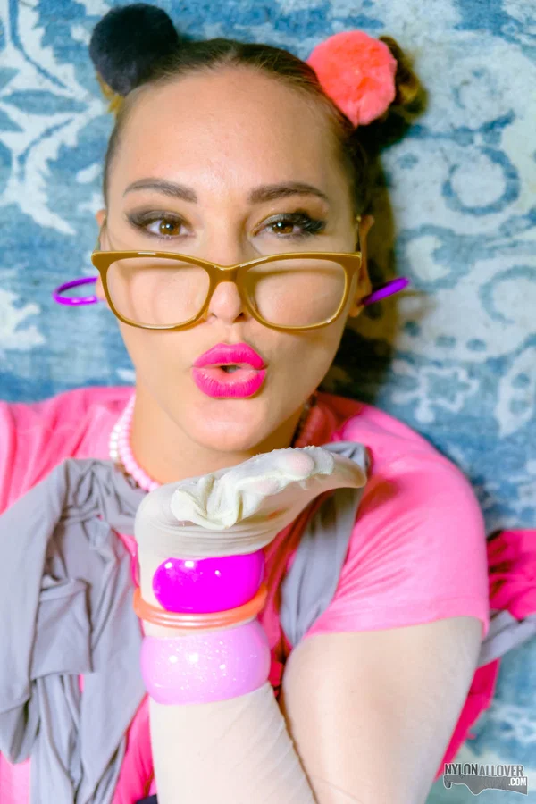Cute girl Naomi adorns herself in layers of nylons during SFW solo action  - Wife, Housewife, Pantyhose, Glasses, Fetish, Pigtails, Clothed, Skirt, Feet, Solo  - Photo 1