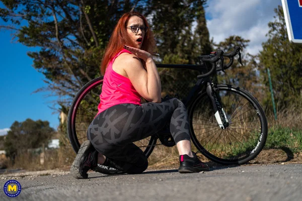 Redheaded cougar goes home with a young man for sexual relations  - Cougar, Mature, Glasses, Outdoor, Facial, Cumshot, Redhead, Clothed, Doggy Style, Ass Fucking  - Photo 1