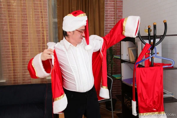 Young student Galia has sex with her teacher while he wears a Santa suit  - Christmas, Teen, Hardcore, Old Man, Big Cock, Clothed, European, Cumshot, Ass Fucking, Cowgirl  - Photo 2