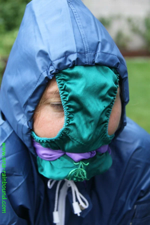 Caucasian woman is tied to a table in a yard with panties over her face  - Amateur, BDSM, Outdoor, Bondage, Non Nude, Clothed, Ass, PAWG  - Photo 15