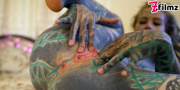 Tattooed girl Anuskatzz masturbates with a sex toy while bare naked  - Fetish, Tattoo, BDSM, Bondage, Piercing, Close Up, Dildo, Natural Tits, Spreading, White  - Photo 9