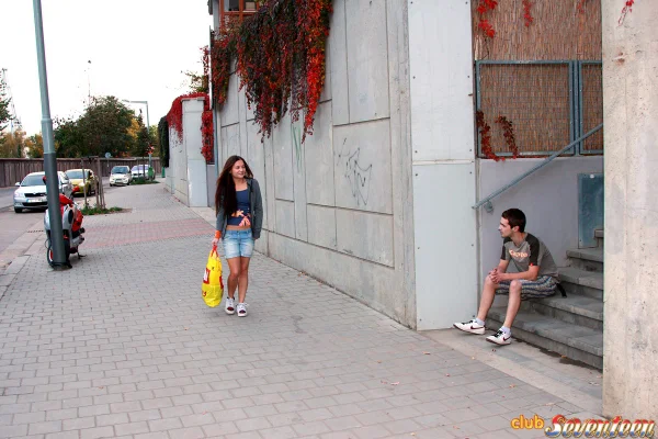 Flighty teen gets her shaved muff eaten and banged by her cute boyfriend  - Tiny Tits, Hardcore, Socks, Outdoor, Reality, Teen, Undressing, Shorts, Kissing, Shaved  - Photo 1
