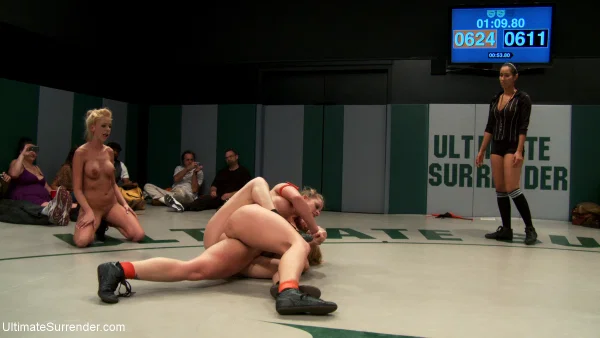 Lesbian wrestlers grind their tits together on a wrestling mat  - Sports, Blonde, Lesbian, Bondage, BDSM, Big Tits, Fake Tits, Ass, PAWG, Brunette  - Photo 19