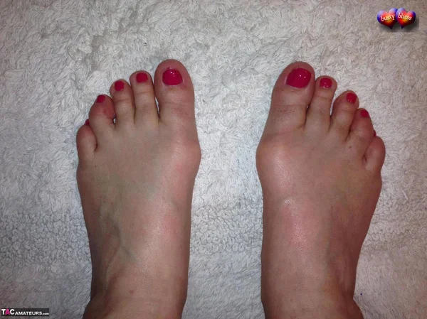 Older amateur Busty Bliss raises a toast before showing her painted toenails  - Mature, BBW, Amateur, Pantyhose, Feet, Chubby, Curvy, Panties, Thick, Spreading  - Photo 11