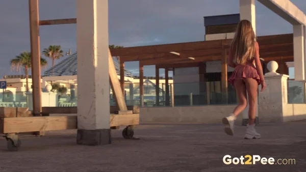 Blonde teen Melody Teen takes a piss on a concourse out of desperation  - Public, Teen, Pissing, Beautiful, Blonde, Outdoor, Skirt, Upskirt, Spreading, Ass  - Photo 14