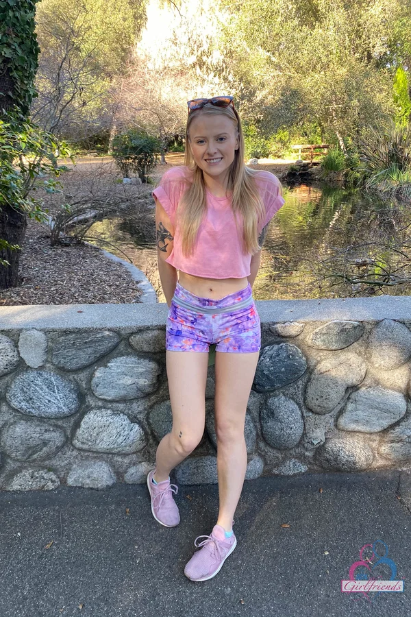 Blonde amateur Paris White takes a break from hiking to show her pussy and big t  - Pussy, Girlfriend, Outdoor, Amateur, Shorts, Close Up, Petite, Feet, Ass, Blonde  - Photo 2