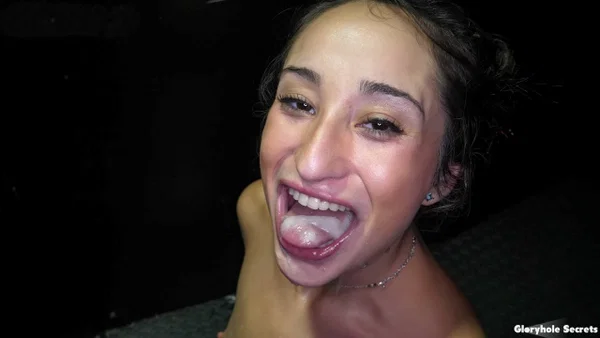 Latina teen Isabella Nice gets a mouthful of cum during gloryhole action  - Gloryhole, Cum In Mouth, Cumshot, Teen, Latina, Blowjob, Big Cock, Handjob, Tiny Tits, Brunette  - Photo 13