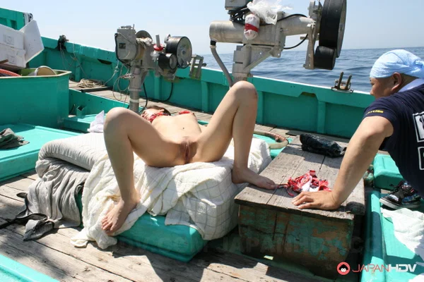 Japanese girls Mao Hosaka & Miki Uemura have sex aboard a fishing vessel  - Asian, Japanese, Outdoor, Upskirt, Reality, Spreading, Pussy, Panties, Piercing, Natural Tits  - Photo 10