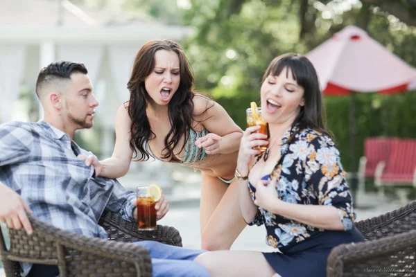 Busty MILF Dana DeArmond flirts with GF's man flaunting long legs & cleavage  - Reality, Outdoor, MILF, Pornstar, Threesome, Mature, Teen, Bikini, High Heels, Legs  - Photo 11