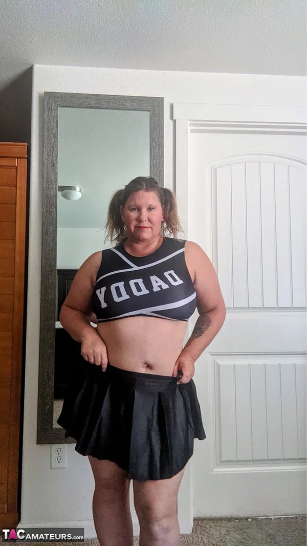 Mature fatty Busty Kris Ann finger fucks her pussy after licking a nipple  - BBW, Mature, Sports, Chubby, Cheerleader, Thick, Upskirt, Amateur, Curvy, Big Tits  - Photo 1