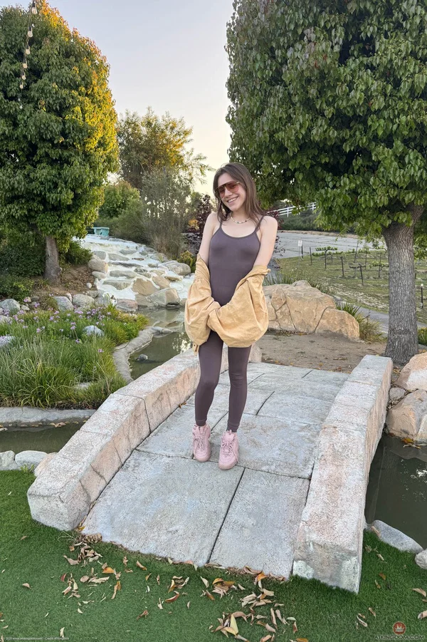 Skinny teen shows her nice feet prior to giving a POV closeup of her pussy  - Feet, Public, Beach, Asshole, POV, Glasses, Close Up, Petite, Clothed, Outdoor  - Photo 5