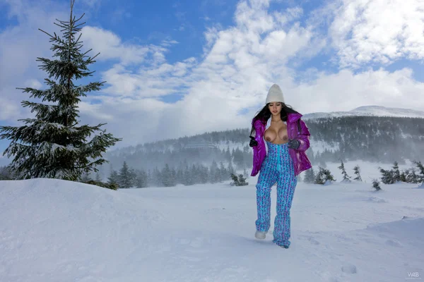 Colombian Iris Lucky shows off her big tits & yummy pussy outdoors in the snow  - Colombian, Latina, Teen, Model, Beautiful, Pussy, Big Clit, Glamour, Solo, Cute  - Photo 4