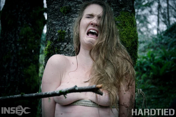 White girl Ashley Lane endures humiliating bondage session in the woods  - Bondage, Pussy, BDSM, Face, Spreading, Outdoor, Shaved, Ass, Tiny Tits, Panties  - Photo 3