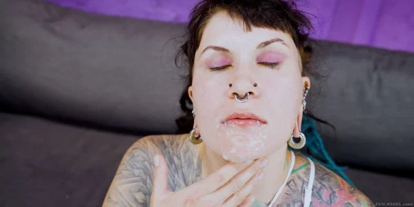 Slut covered in tattoos gets her holes demolished in a threesome  - Cum In Mouth, Double Penetration, Facial, Threesome, Cumshot, Tattoo, Groupsex, Pornstar, Pussy, Blowjob  - Photo 21