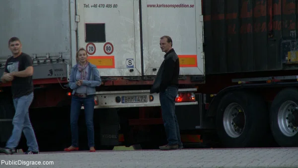 Female sex slaves are forced into sucking cock in front of a truck driver  - Public, Couple, Femdom, Facial, BDSM, Bondage, Brunette, Schoolgirl, Babe, Beautiful  - Photo 12