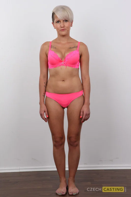 First timer with short blonde hair strips to stand naked on a wooden floor  - Ass, Casting, Close Up, Czech, Amateur, Nipples, Yoga Pants, Lingerie, Panties, Shaved  - Photo 6