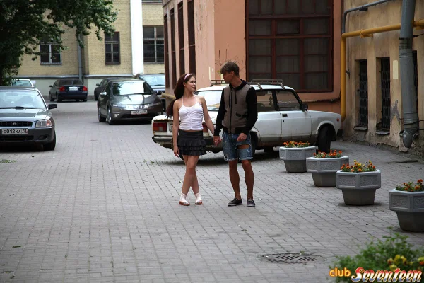 Barely legal girl loses her virginity to a boy she meets on the street  - Teen, Kissing, Blowjob, Reality, Cumshot, Skirt, Hardcore, Cute  - Photo 1