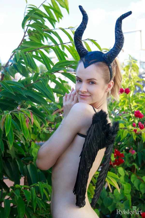 Skinny teen Alice May poses nude in angel wings and devil horns  - Teen, Redhead, Beautiful, Stockings, Outdoor, Babe, Tiny Tits, Skinny, Tall, Cute  - Photo 4