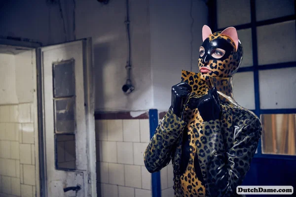 Solo model strikes hot poses in full body leopard print costume  - Cosplay, Latex, Fetish, Spreading, Beautiful, Boots, Solo, Babe, High Heels, Brunette  - Photo 16