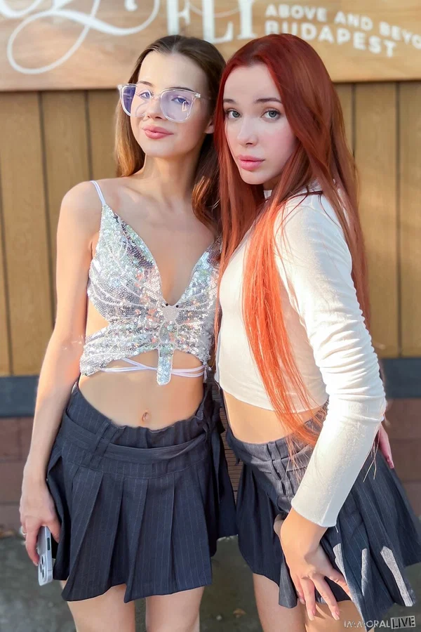 Young girls Mia Mi & Megan Murkovski take part in a POV foursome  - Orgy, Outdoor, Redhead, Russian, Skirt, Cumshot, Cum In Pussy, POV, Creampie, Reality  - Photo 2