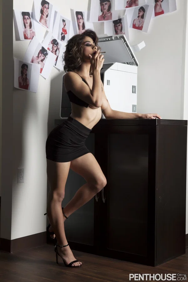 Stunner Mia Valentine strips and shows her great pair of tits while smoking  - Smoking, Natural Tits, Centerfold, Beautiful, Curly, Solo, Skirt, Tiny Tits, Pornstar, Fetish  - Photo 9