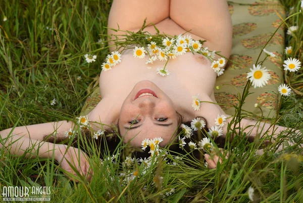 Sweet teen Jennifer displays her full breasts while naked in a field  - Pussy, Outdoor, Amateur, Brunette, Spreading, Tiny Tits, Ass, Shaved, Feet, Beautiful  - Photo 19